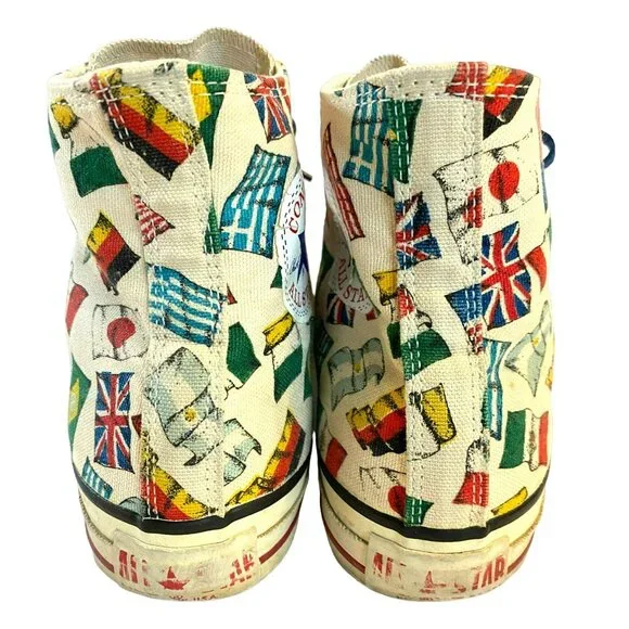Vintage Converse Chuck Taylor RARE Flags "All Nations" Unisex Womens 8 Mens 6 - Picture 4 of 10